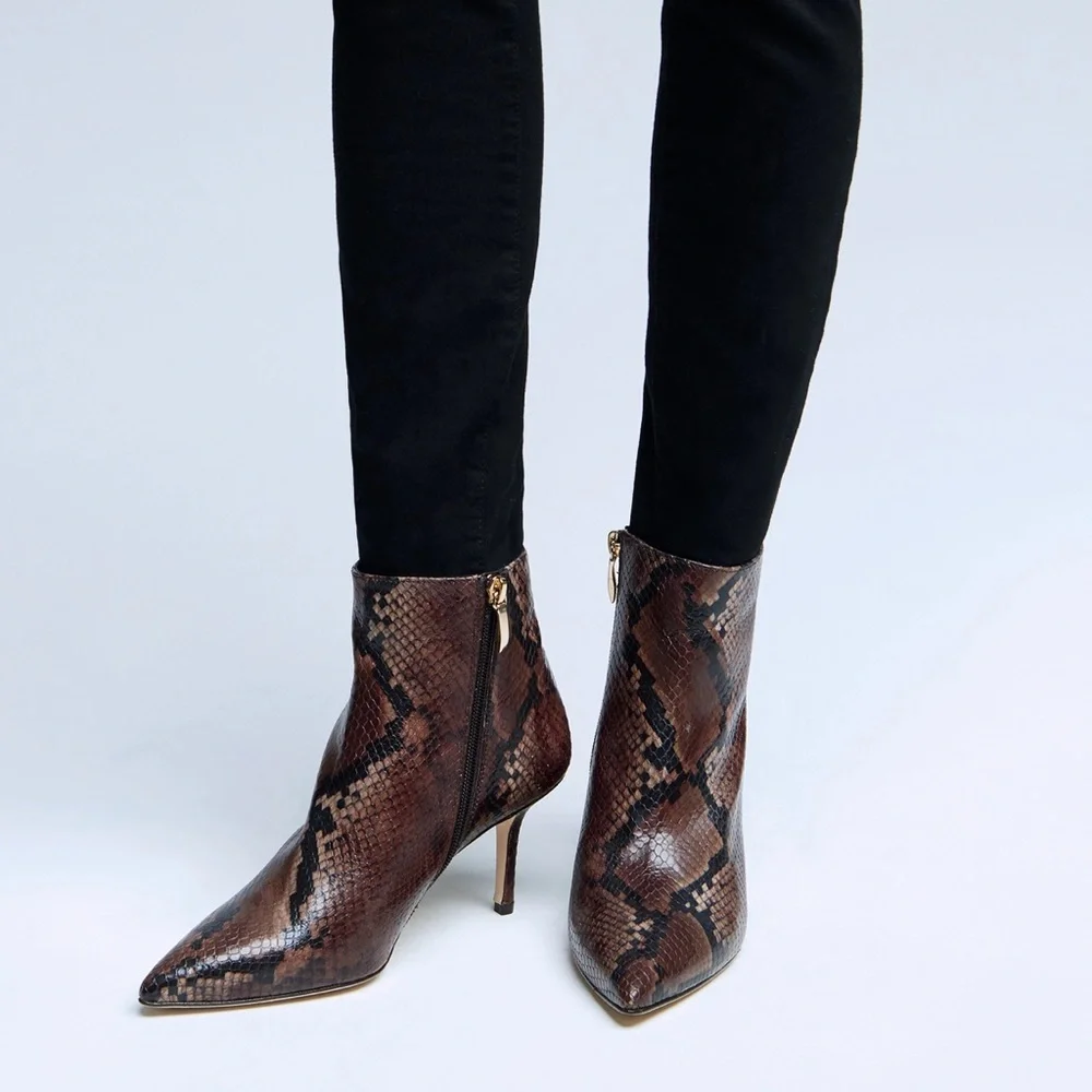 L’Agence | Aimée Bootie in Brown Snake 38